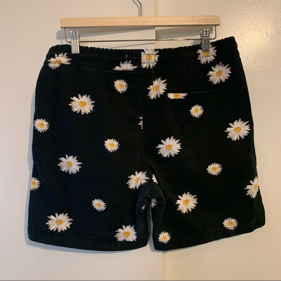 Zip code Large canvas knit cotton shorts elastic waist daisy print pockets - Picture 6 of 10